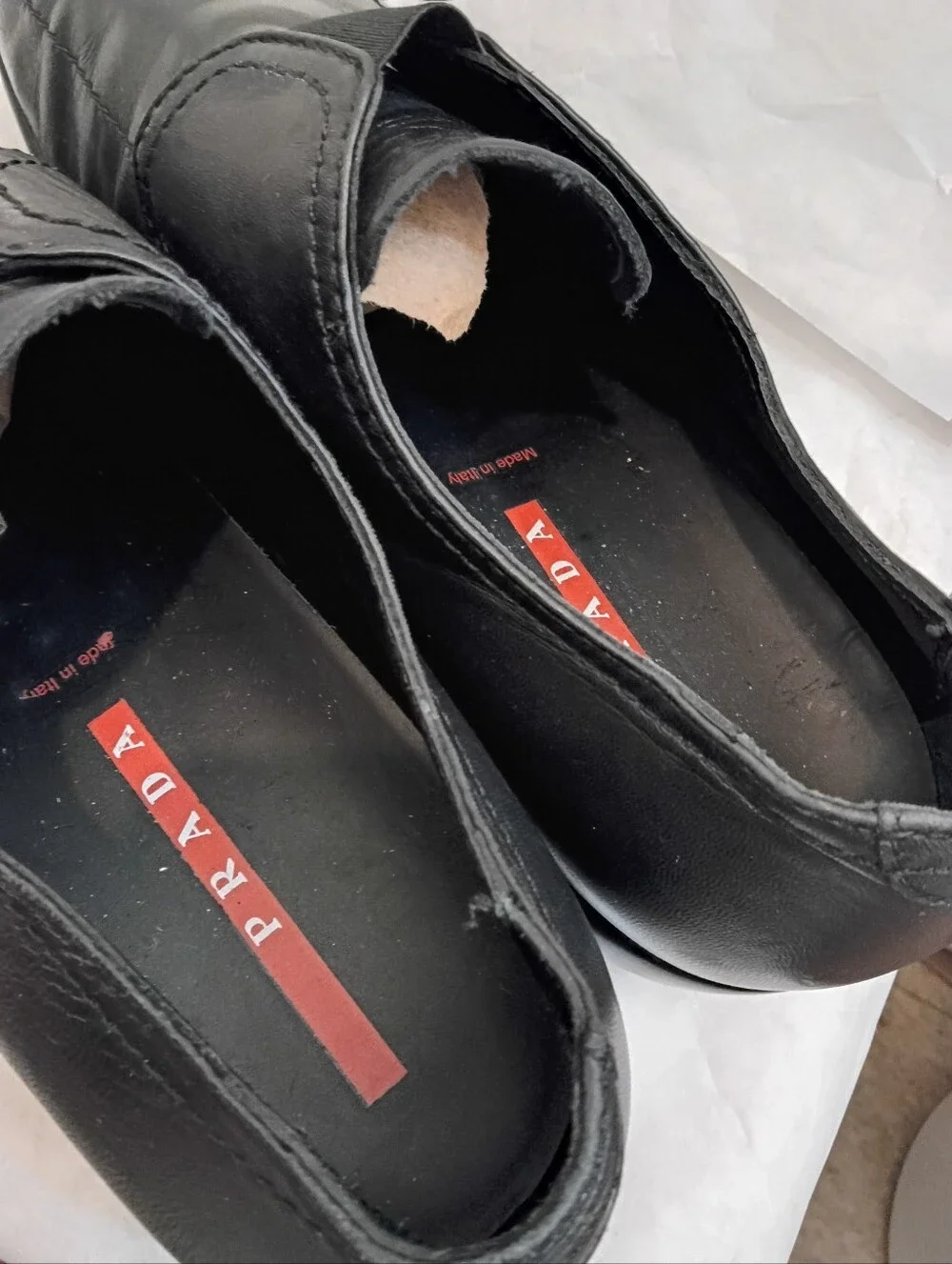 MENS PRADA LOAFER Leather Black Luxury Shoes UK 11.5 Us 12